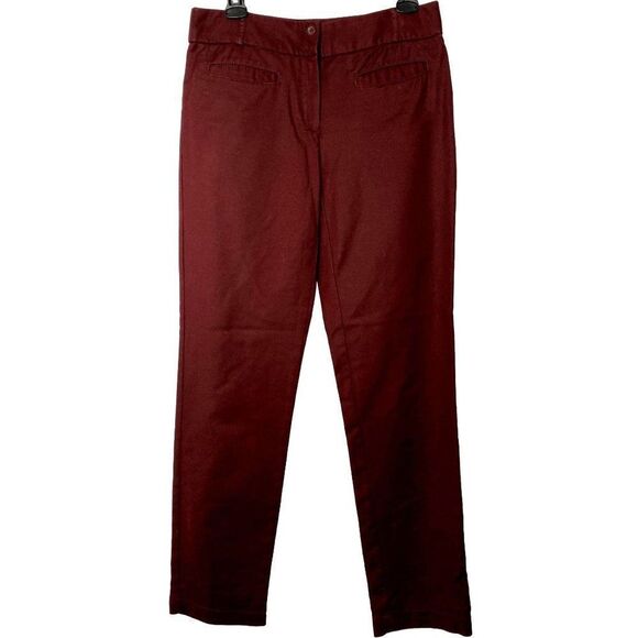 Dalia Collection Burgundy Straight Leg Pants Jeans Sz 4 Cotton Stretch - Picture 3 of 4